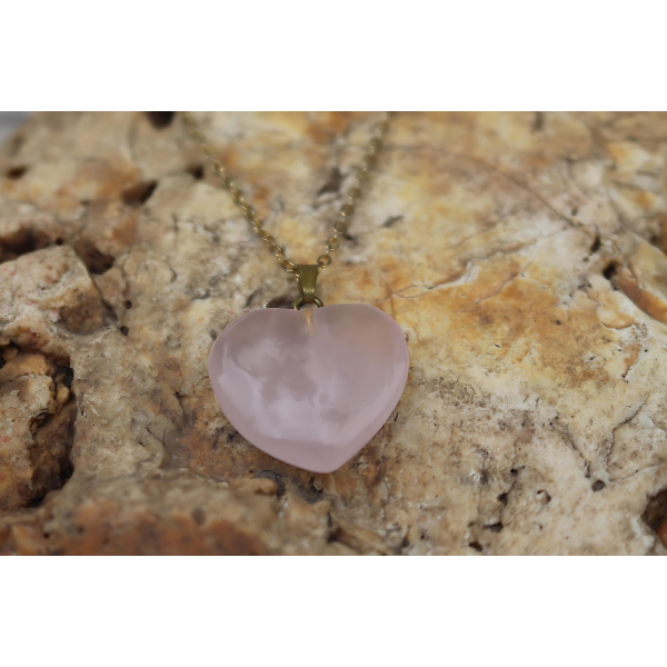 Vintage Rose Quartz Heart Necklace