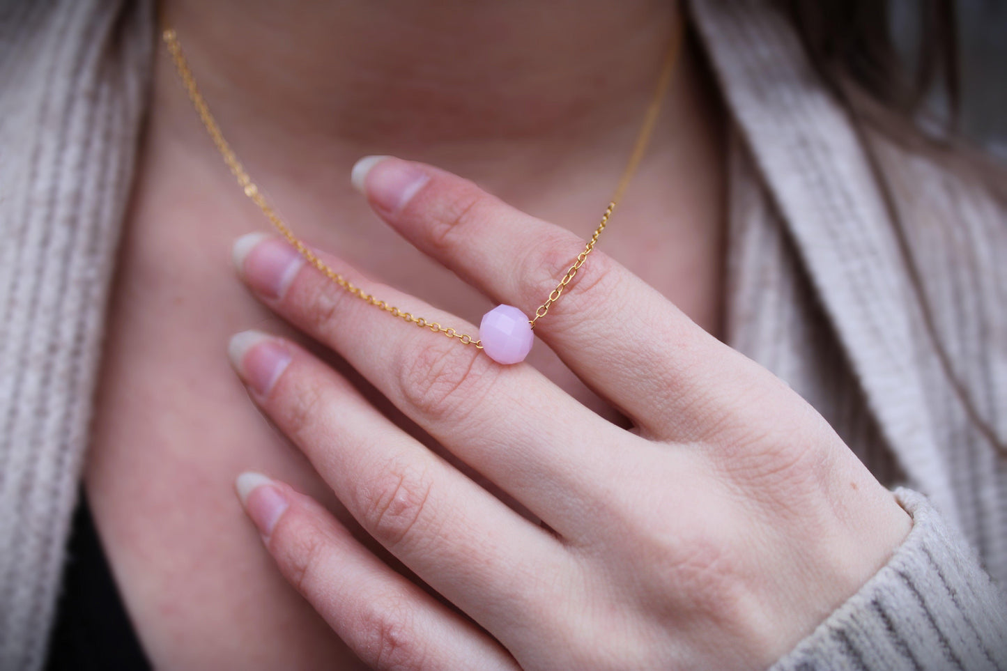 Genuine Rose Quartz Floating Necklace - Abigail Rose Company