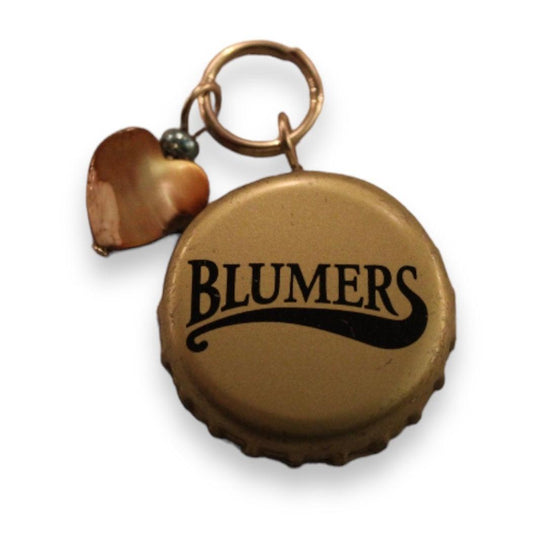 Blumer's Bottle Cap Key Chain with Heart Charm | Upcycled Fashion