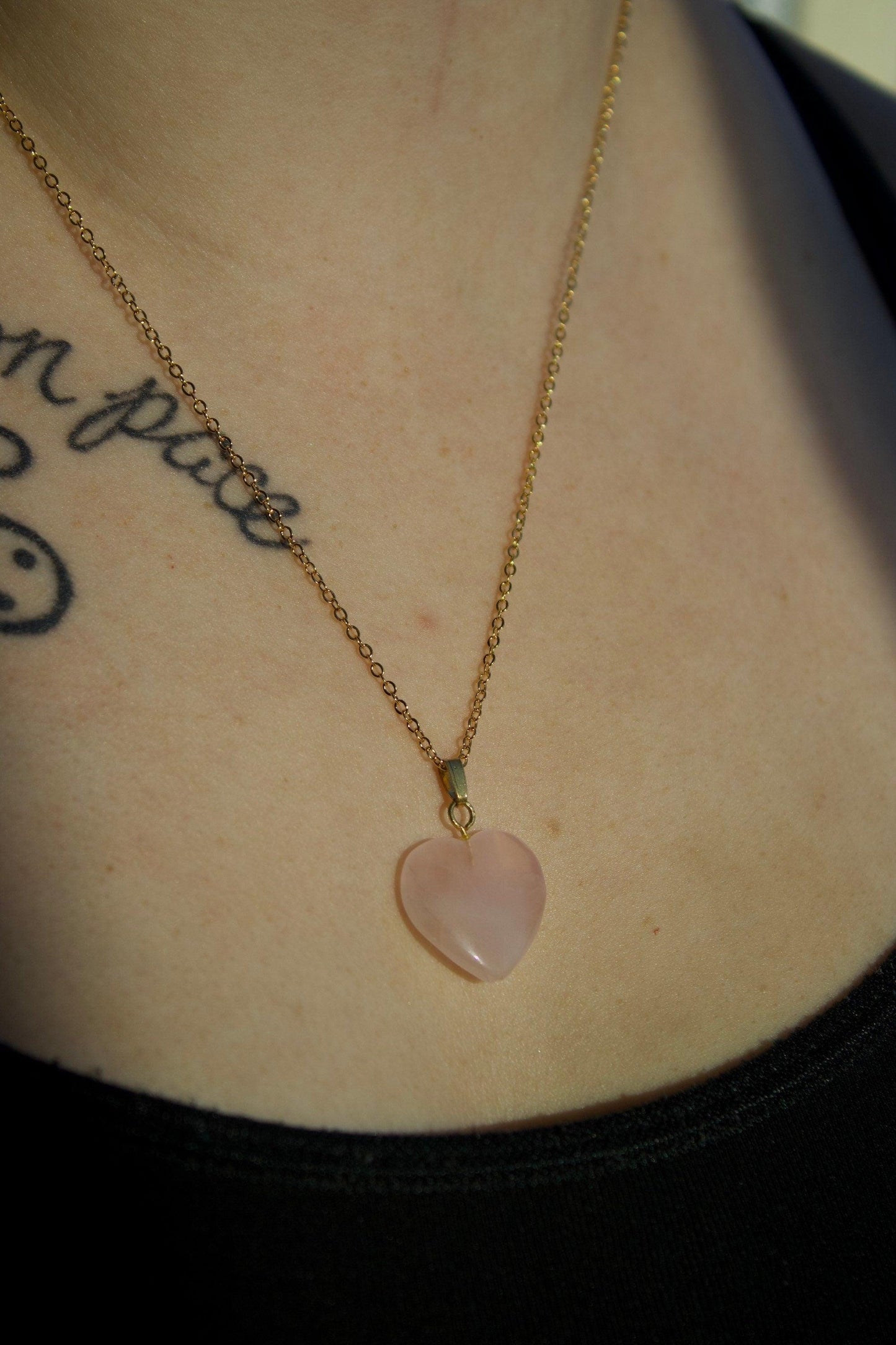 Natural Rose Quartz Heart Necklace - Abigail Rose Company